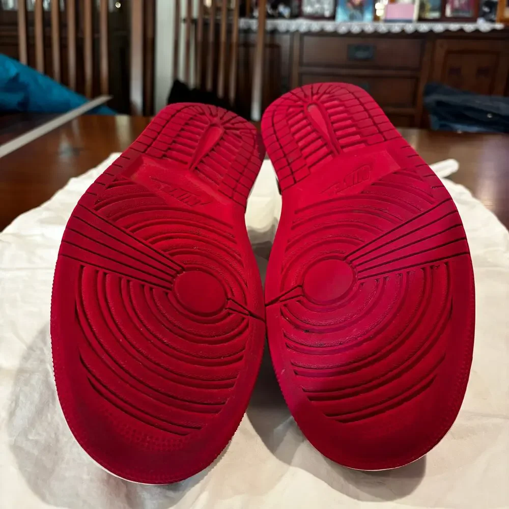 Nike Air Jordan 1 Low Cardinal Red White Mens 13 Leather Sneakers 553558 607 - Picture 7 of 13